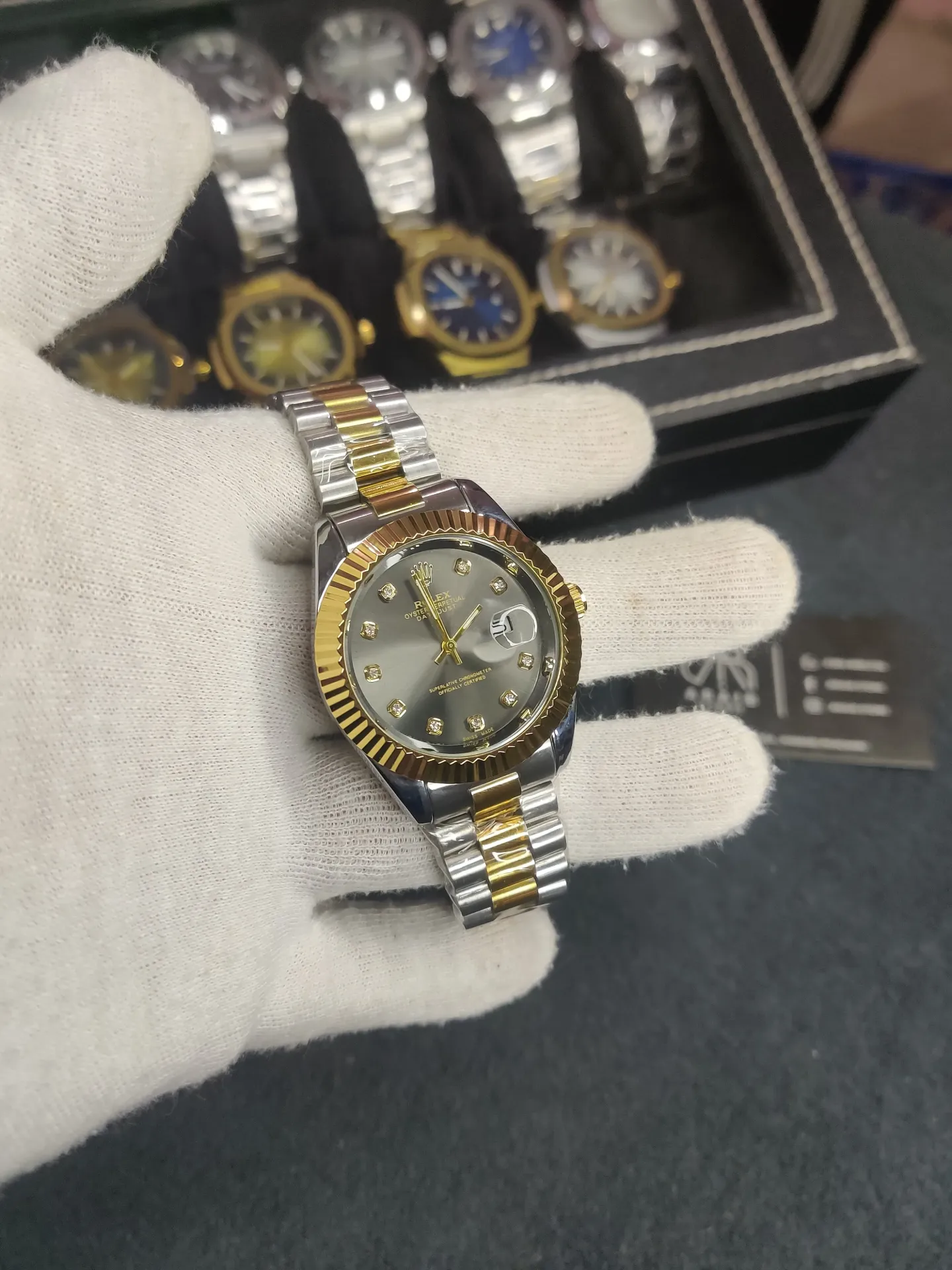 Rolex two tone chain- Charcoal Dial