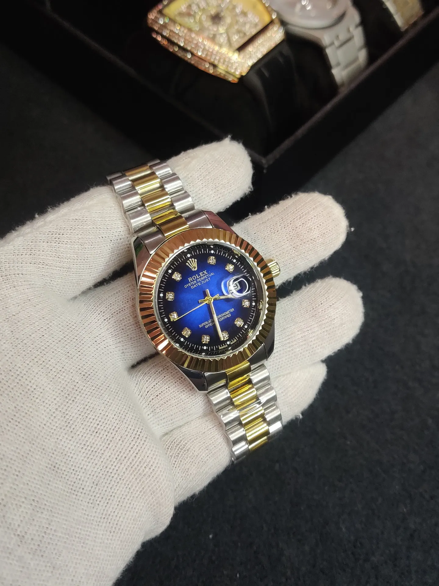 Rolex two tone chain- Blue Dial
