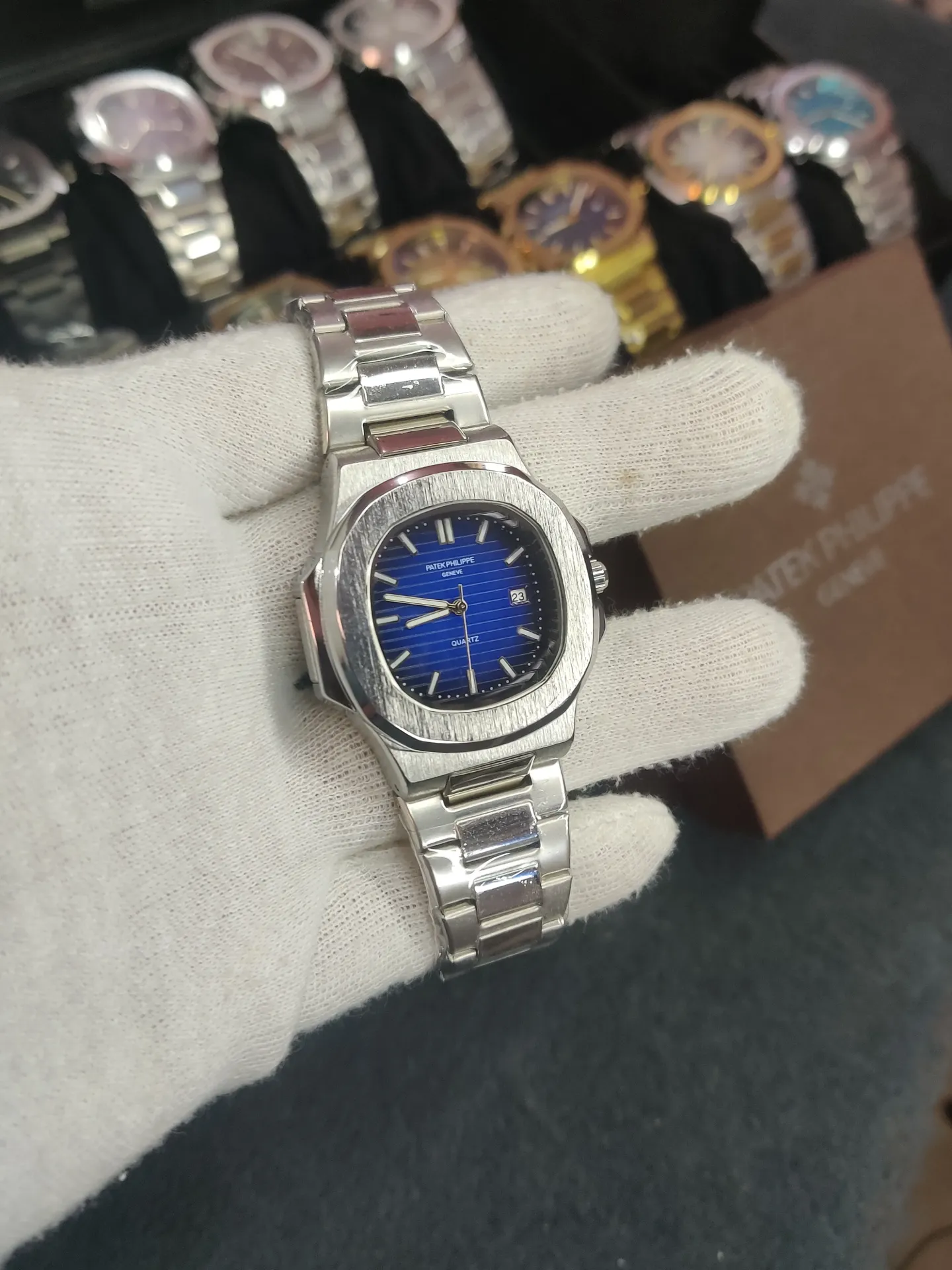 PP Silver chain- Blue dial