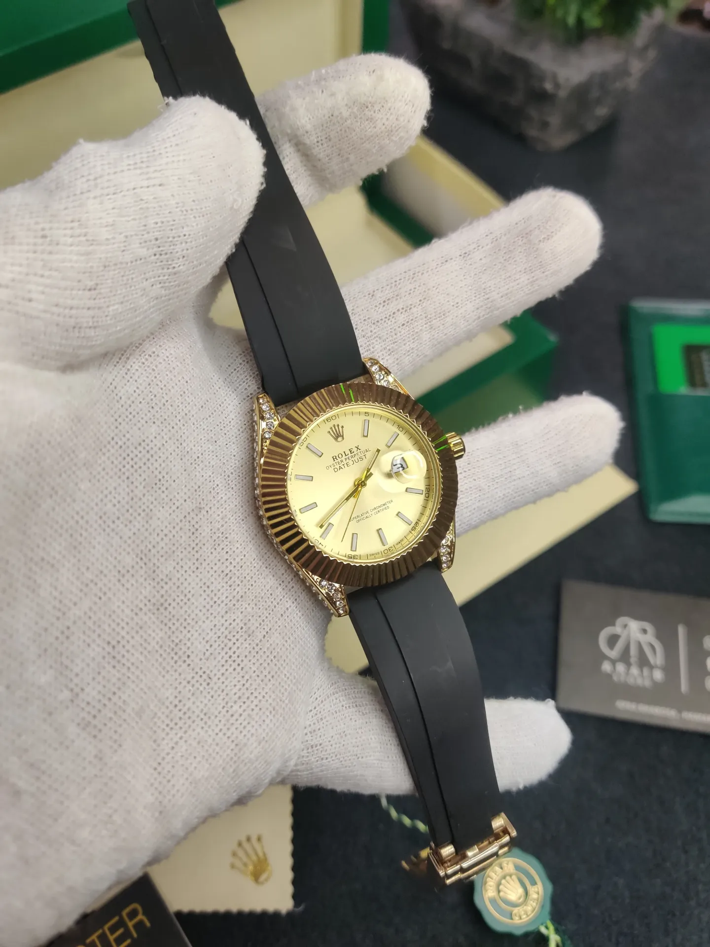 Rolex Datejust silicon strap- Golden dial