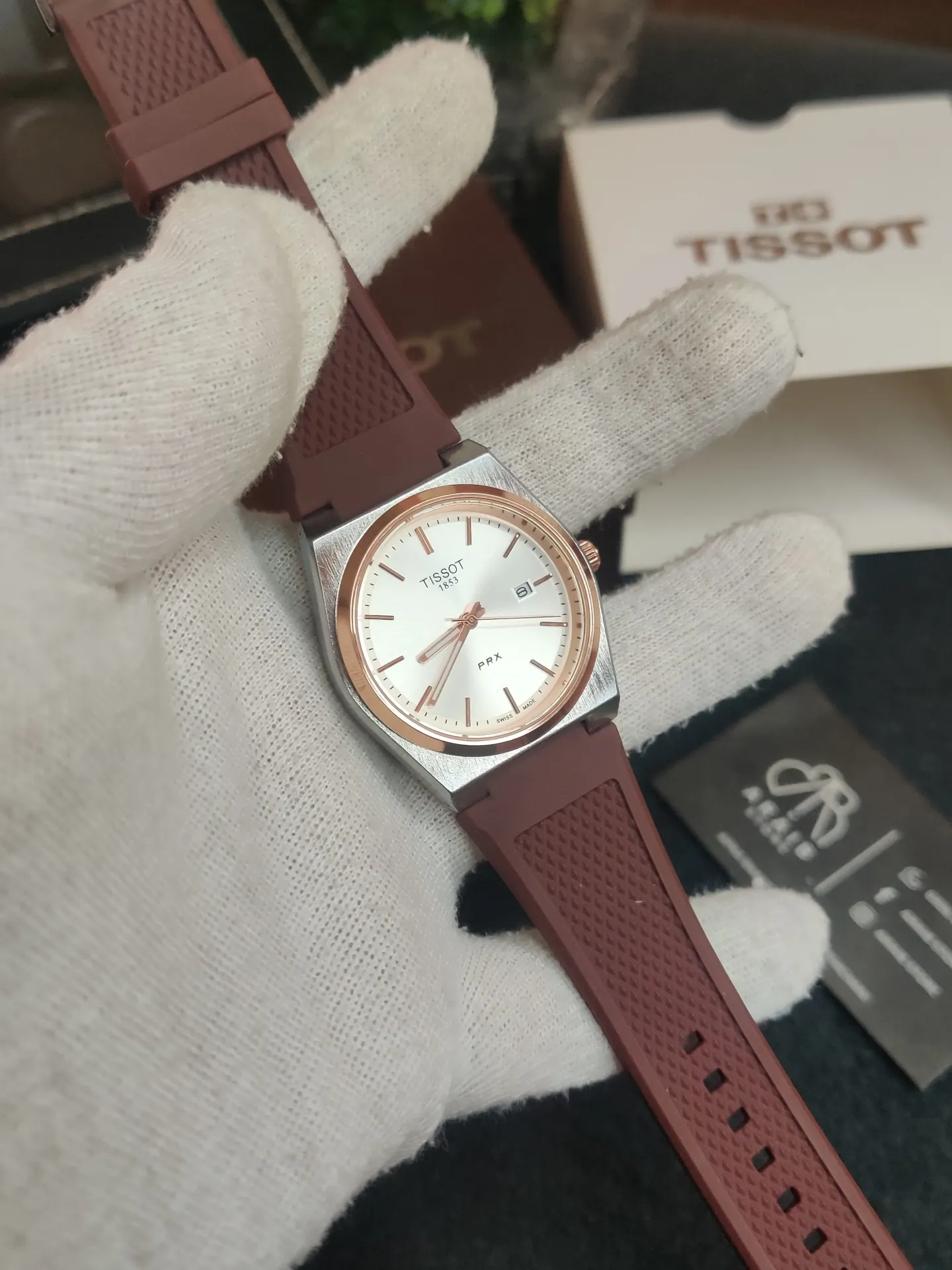 Tissot silicon brown strap- White dial