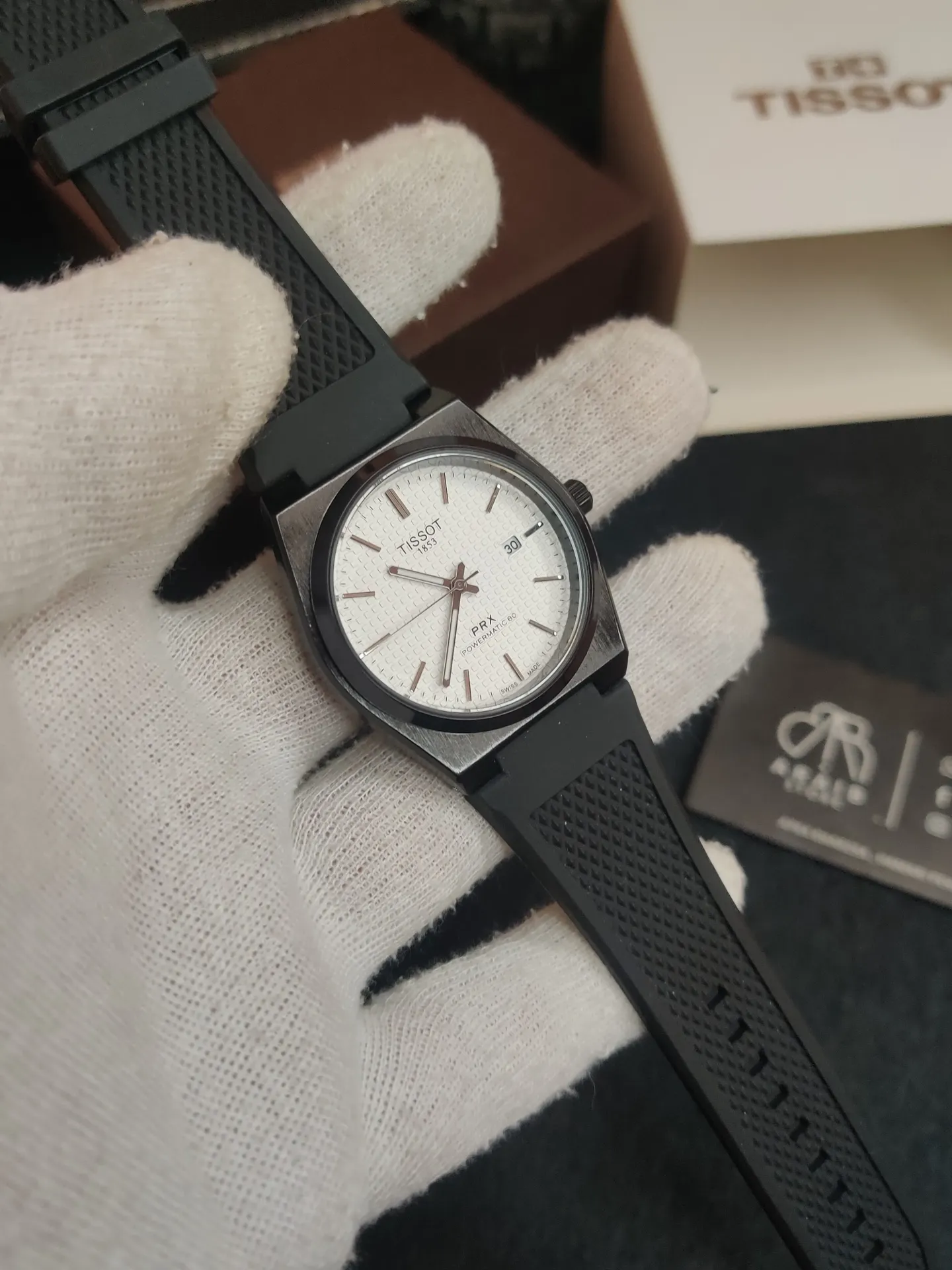 Tissot silicon black strap- White dial