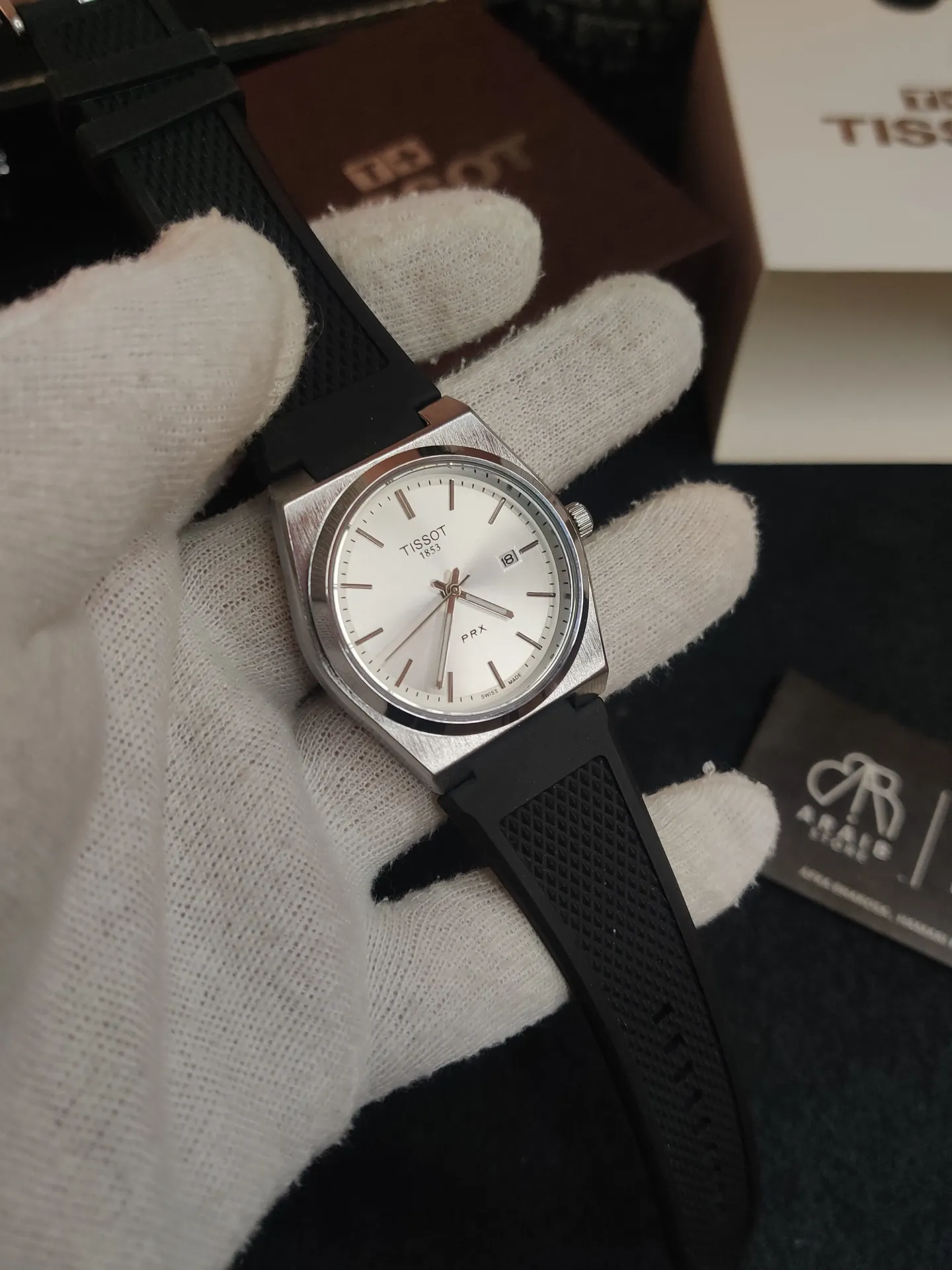 Tissot silicon black strap- White flat dial
